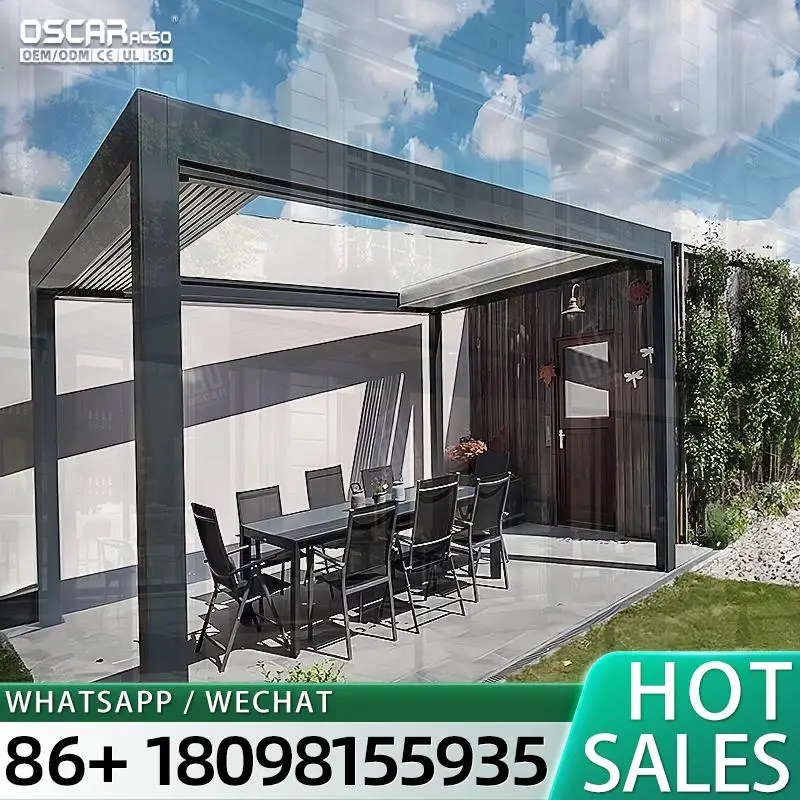 Modern Aluminum Glass Sliding Door Room for Garden Backyard Warehouse Usage Outdoor Villa Hotel Addition  pergolas