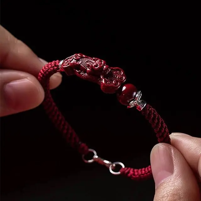 Kirin Blessed Bracelet Men's Red Rope Bracelet Handmade Woven This Year of Life Cinnabar Good Lucky Hand Rope for Men and Women