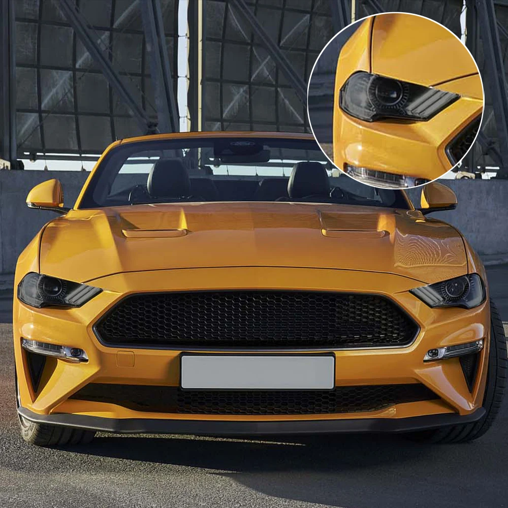 

High-Gloss Smoke Black TPU Car Headlight Protective Film For Ford Mustang 2024-2026 Pre Cut PPF Anti-Scratch Vinyl Wrap Film
