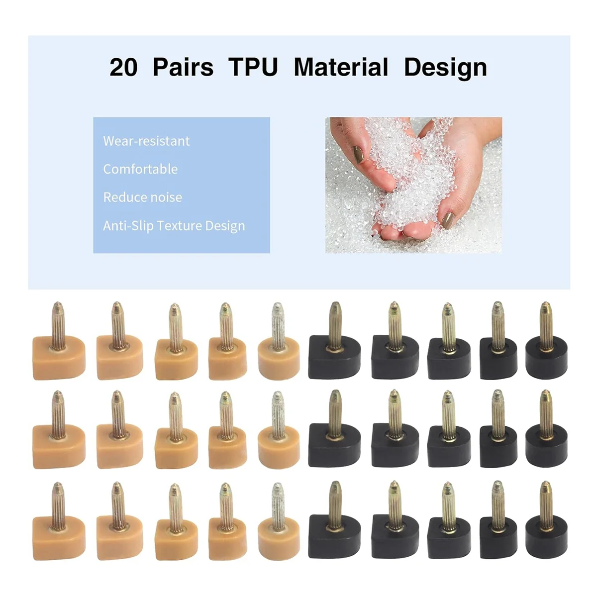 T27C High Heel Replacement Tips, Shoe Heel Repair,40 Pairs of Heel Caps in 2 Colors with Removal Pliers, Round and U Shape