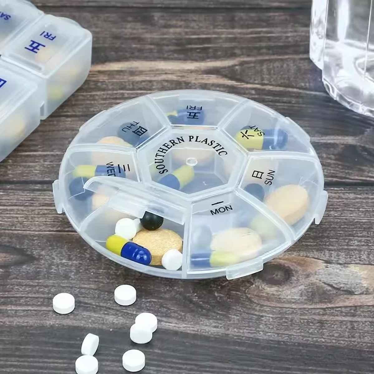 

Pill Box Transparent Sealed 8 Grid Pill Container Storage Bag Health Medicine Travel Divider 7 Days Storage Bag Travel Pill Box