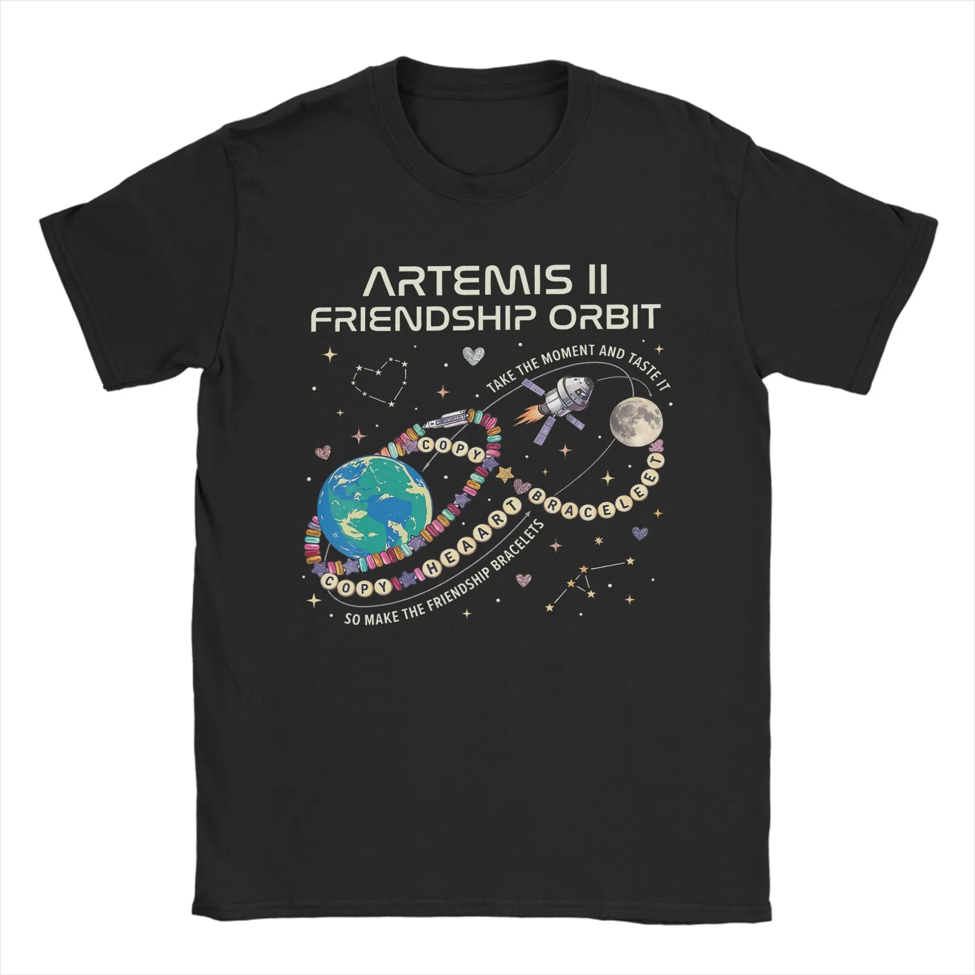 Men Women Artemis II Friendship Orbit Heart Copy Moon Joy T Shirt  100% Cotton Clothes Vintage Short Sleeve Tees Gift T-Shirts