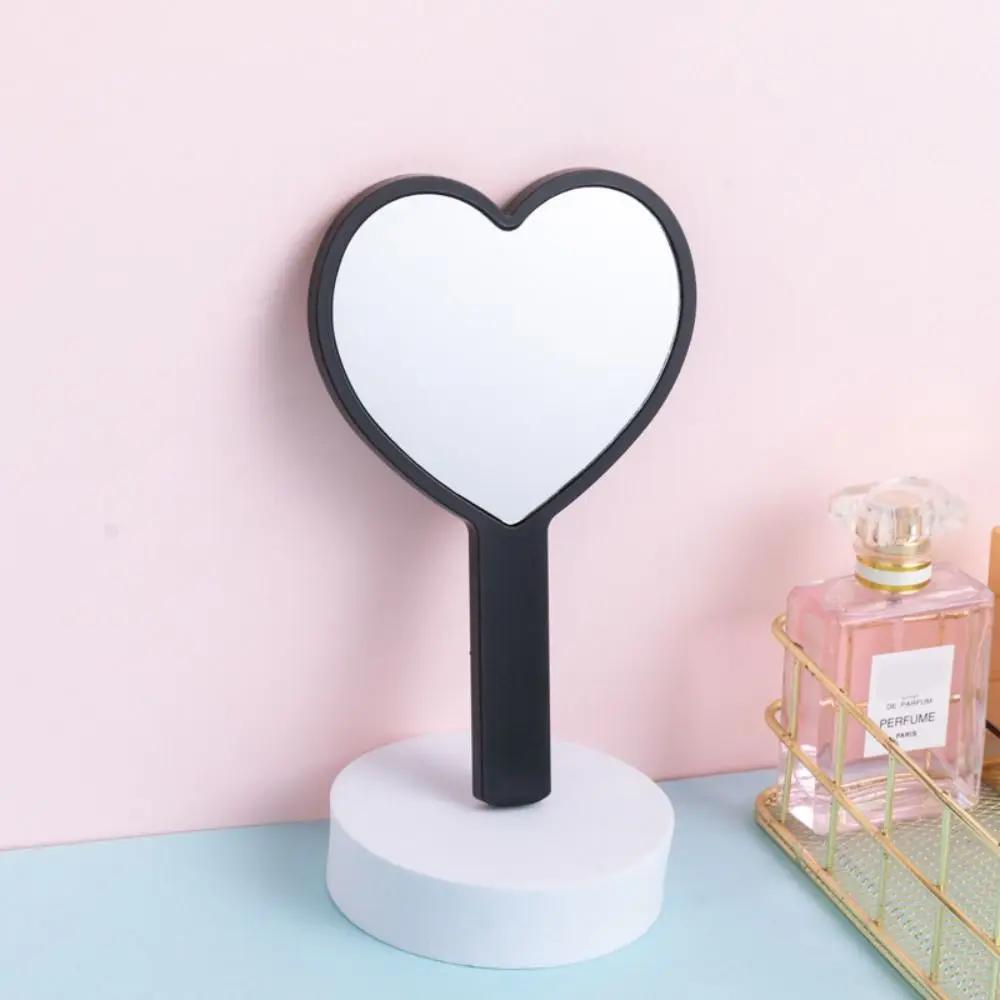 Durable Cute Heart Handle Mirror Sweet Compact Love Makeup Mirror Personalized High Definition Vanity Mirror Eyelash Extensions