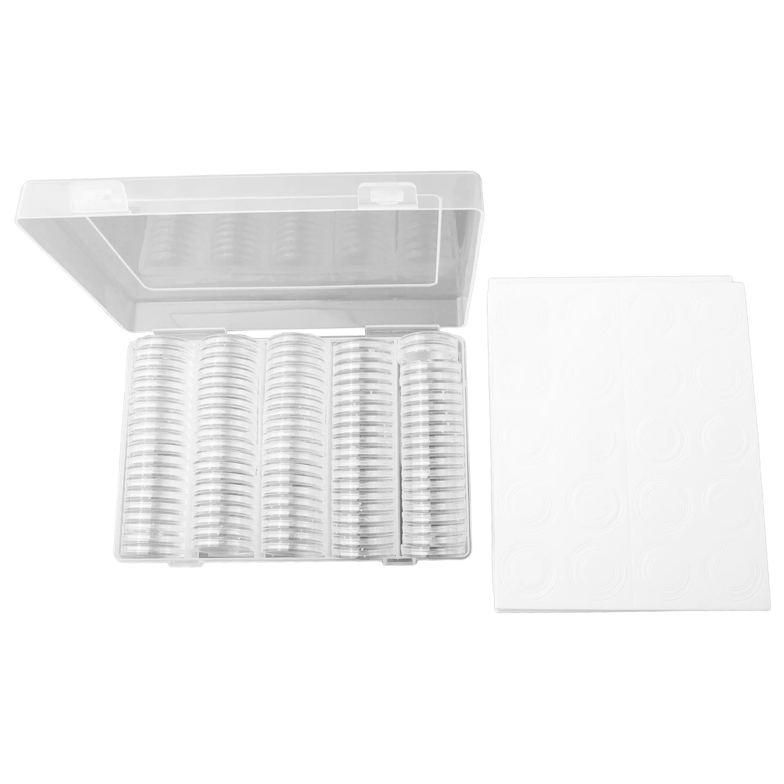 100Pcs 17/20/25/27/30/Mm Coin Storage Cases Holder Clear Plastic Round Box For Tokens Badges Home Storage Boxes
