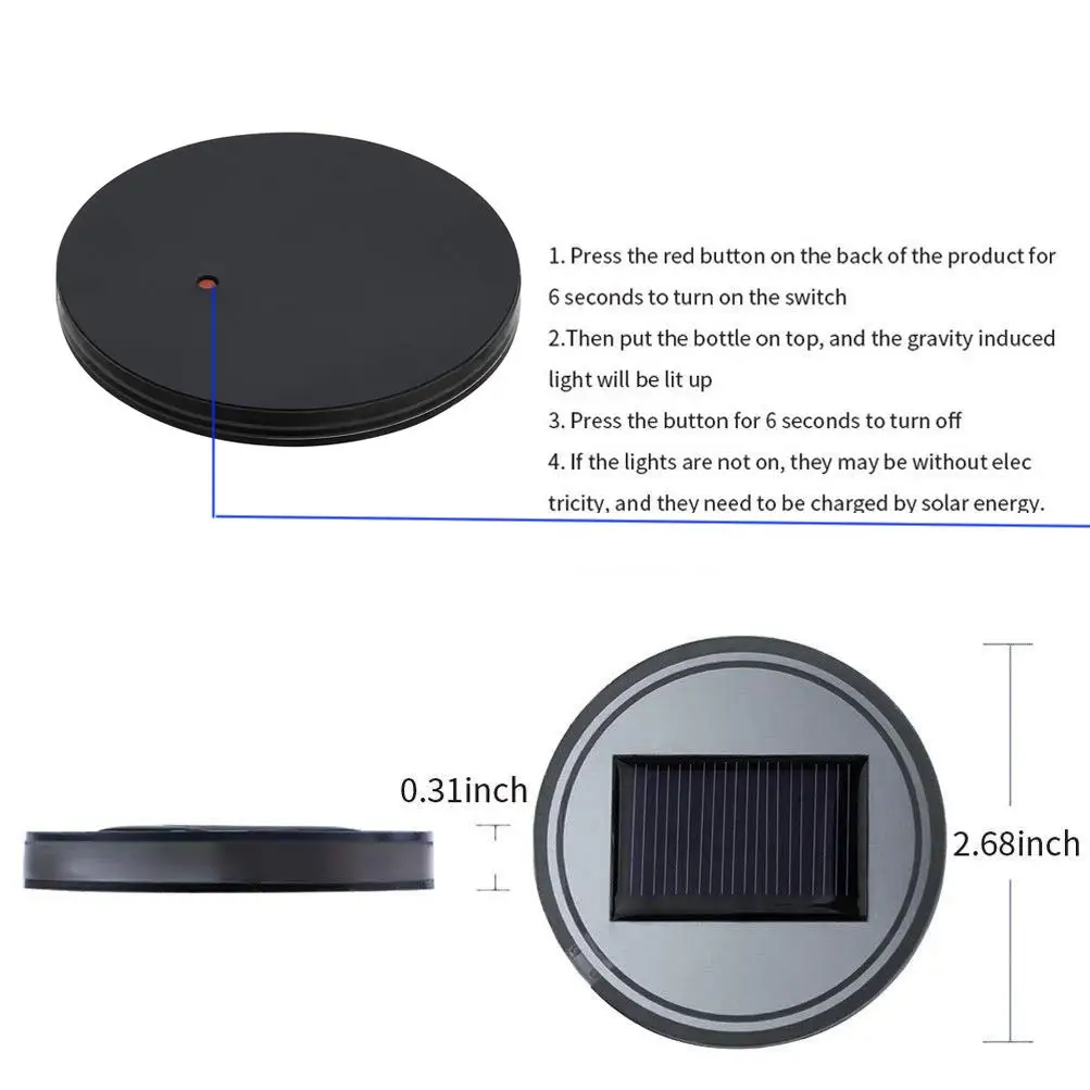 

2 pcs Cup Pad Solar LED Coaster for Car Auto On Off Vibration Sensing Eco Friendly Durable Car Interior Decoration