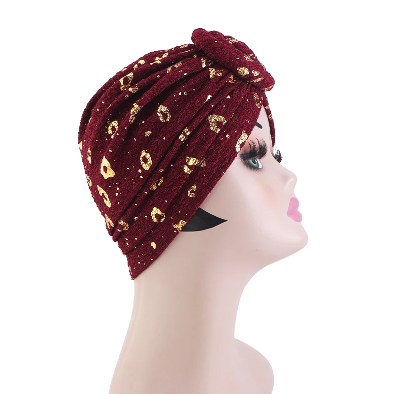 Neue Damen-Hijabs, Turban-Hüte, Pailletten-Kopftücher in Unifarben, Afrikanische Kopfwickel, Elastische Haabedeckung, Hochzeits-Party-Kopfbedeckung, Turban – Detail 4