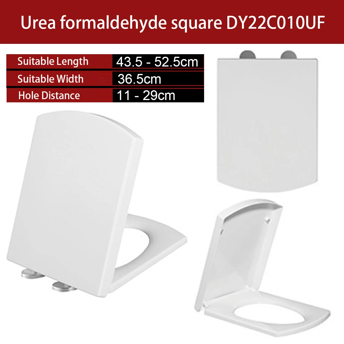 

Urea Formaldehyde Soft Close Toilet Cover Square Universal Toilet Lid Wc Slow Closure Toilet Caps Width 36.5cm Length 44 To 52cm