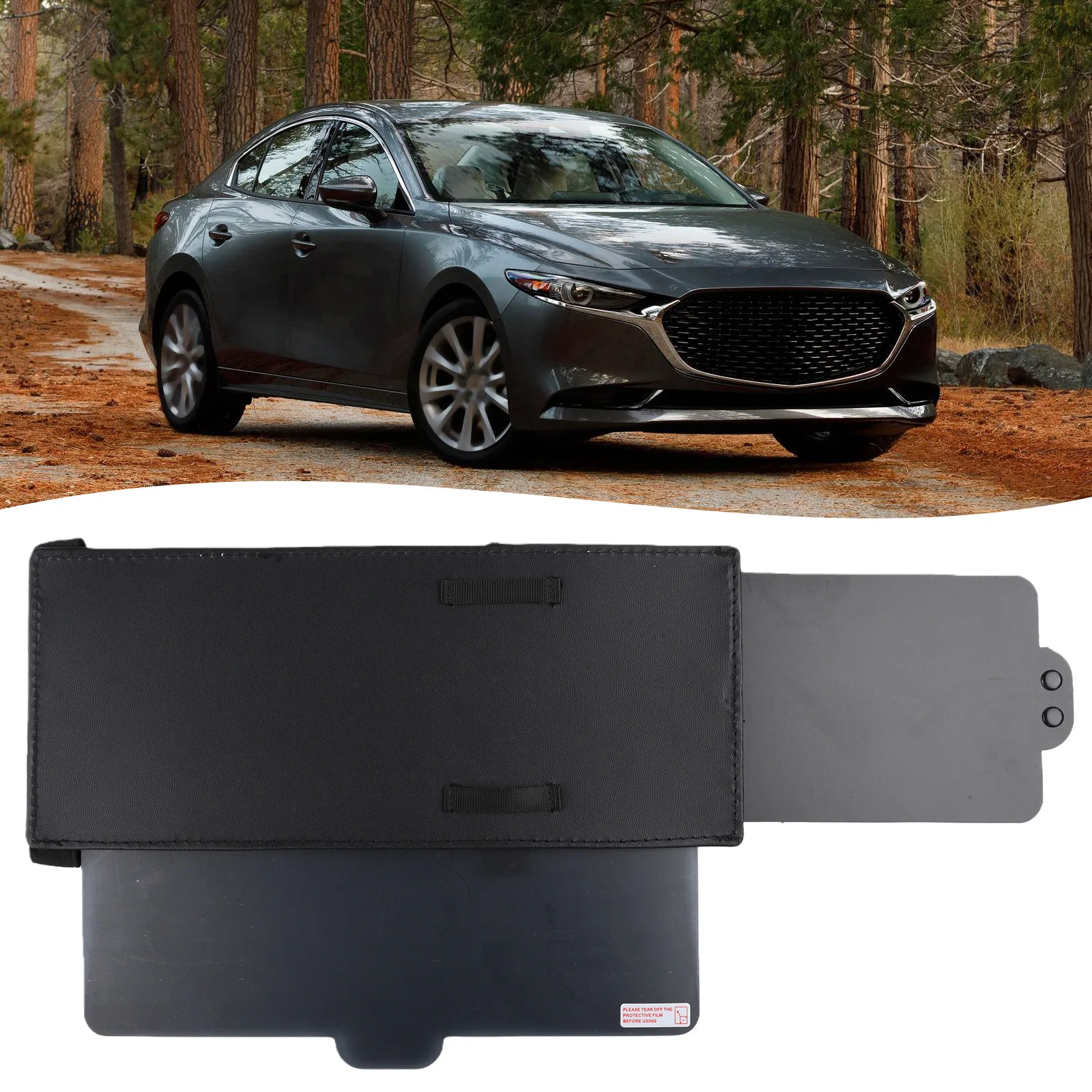 

Automotive Sun Visor Accessory with Leather Finish and Retractable Design for Unobstructed Visor Functionality