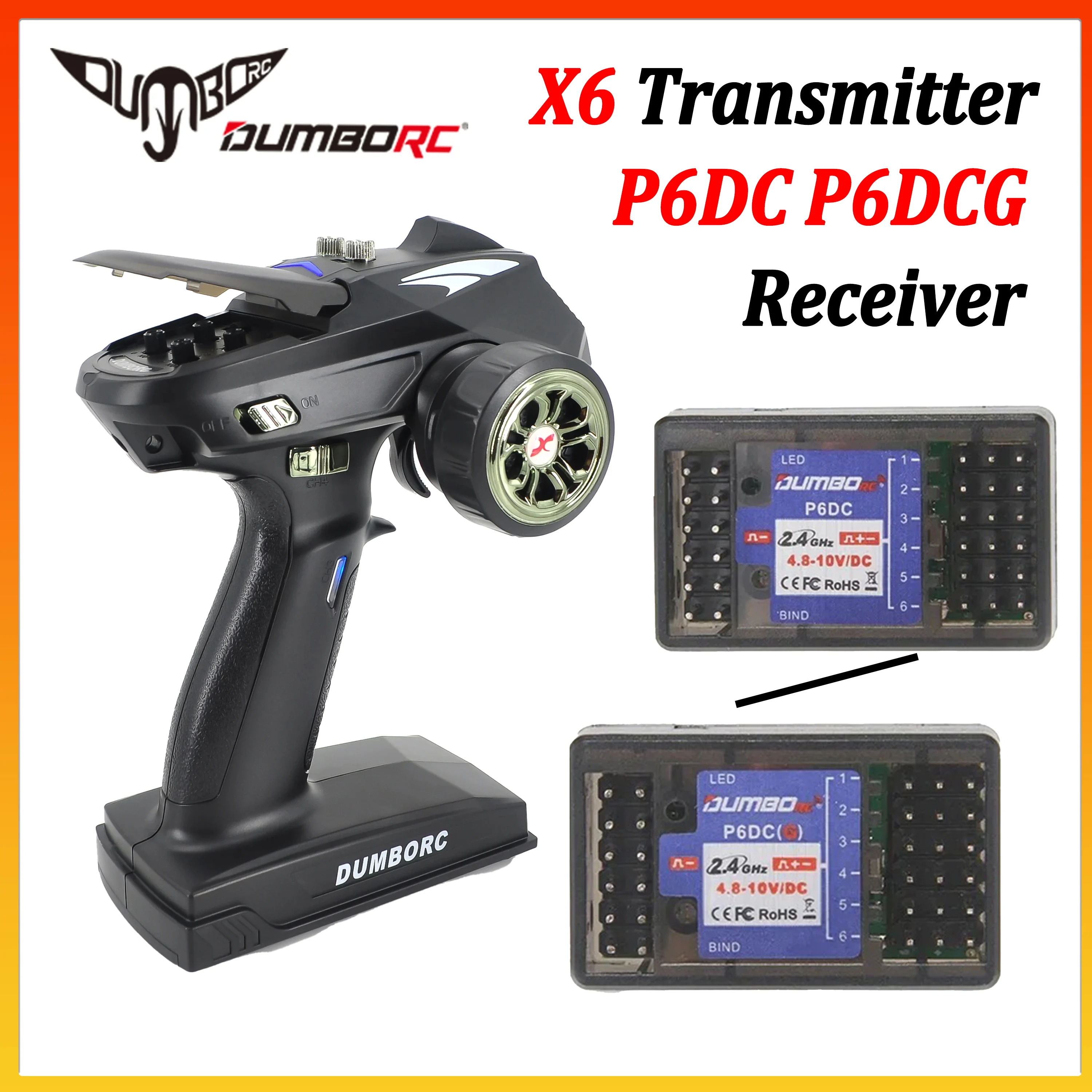 

Радиоуправляемый передатчик DUMBORC 2.4G X6 6CH с приемником P6DC P6DCG для радиоуправляемых машин, танков, краулеров, лодок, моделей Axial Wltoys
