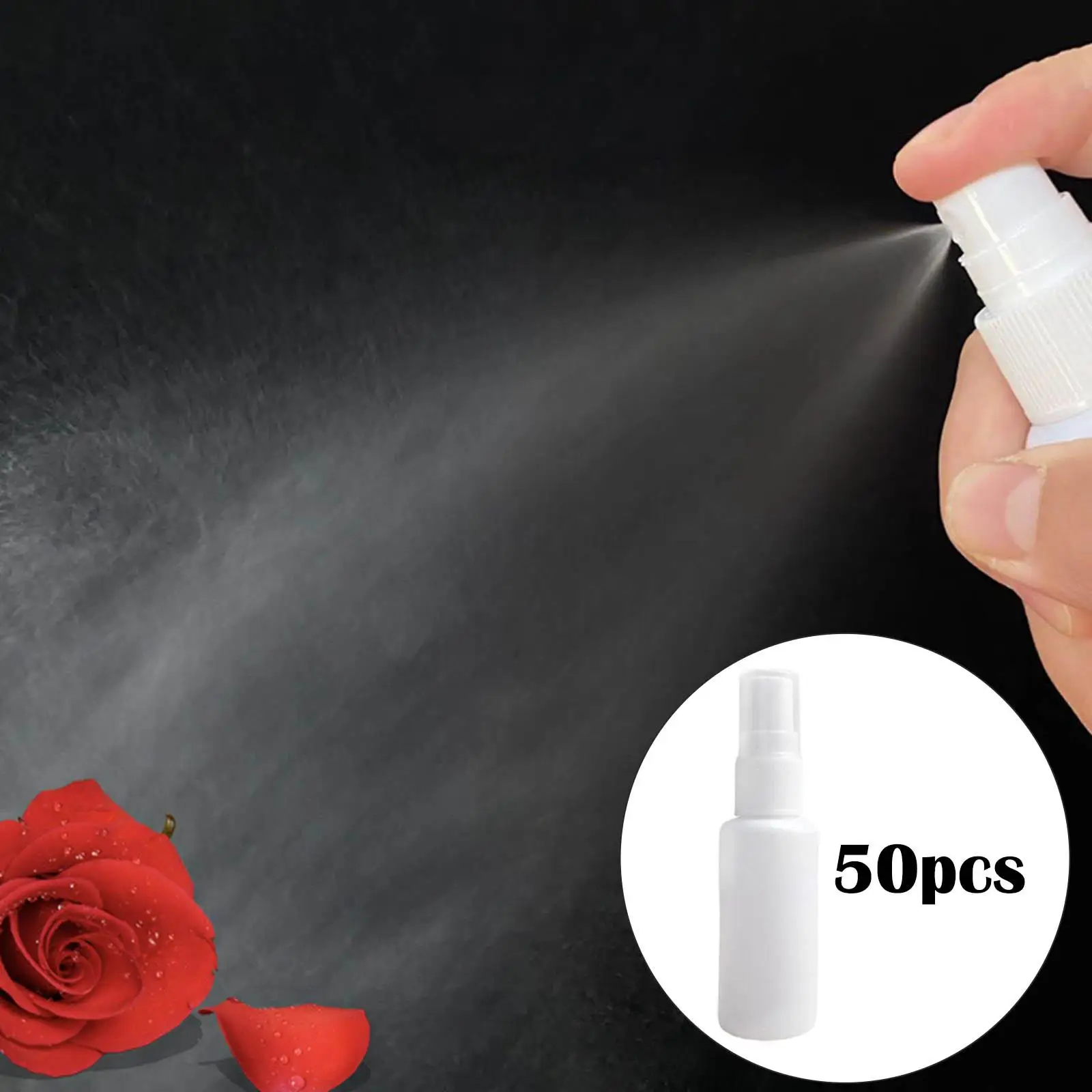 50 szt. Przezroczysta pusta butelka z rozpylaczem 30 ml Perfumy podróżne z zakrętkami do pompki Atomizer kosmetyczny do makijażu