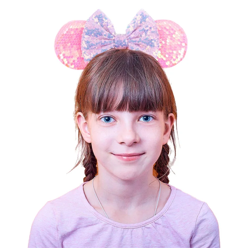 Mickey fish scales, sequins, bows, Mickey ears, headbands, headbands, children\'s amusement park headbands