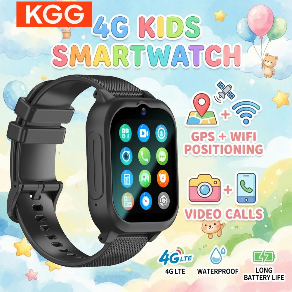

Детские умные часы 4G с GPS-трекером и видеозвонками, детский телефон-часы с функцией SOS, голосовым чатом, камерой, шагомером, фонариком и калькулятором