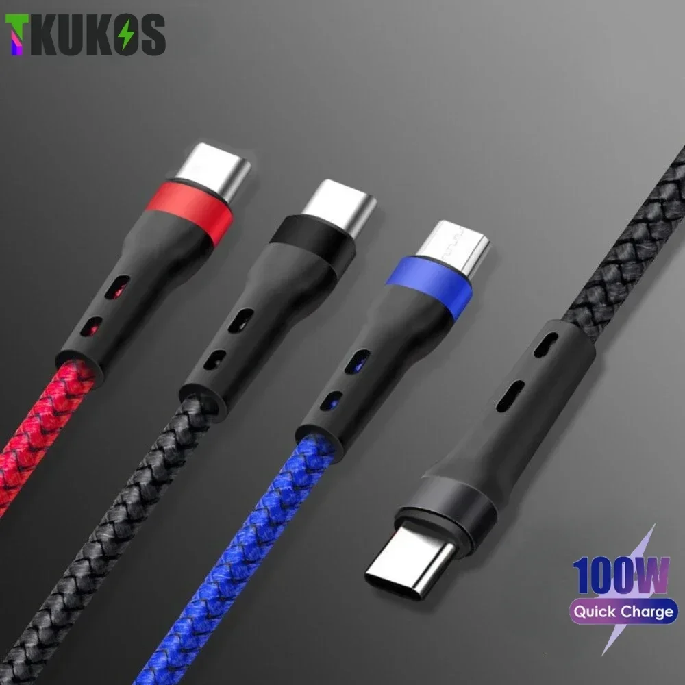 TKUKOS 100W 3 in 1 PD Super Fast Charging Cable 6A Type C Micro Usb Data Cable For iPhone 13 12 14 Pro Huawei Xiaomi Samsung 1.2