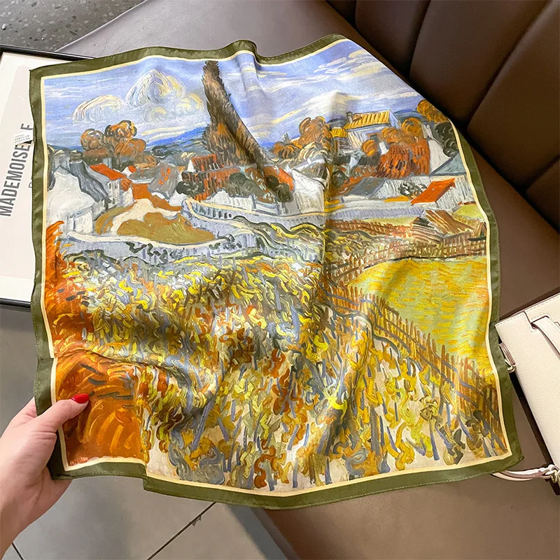 100% Silk Scarf Square Scarves Neck Kerchief Women Pure Foulard Hairbands Lady Flower Designer Female Bandana Ties Bandana Hijab