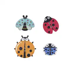 30/50pcs Ladybug Cartoon Wood Buttons For Sewing Scrapbooking Clothing Headwear Handmade Crafts Home Decor Accessories DIY