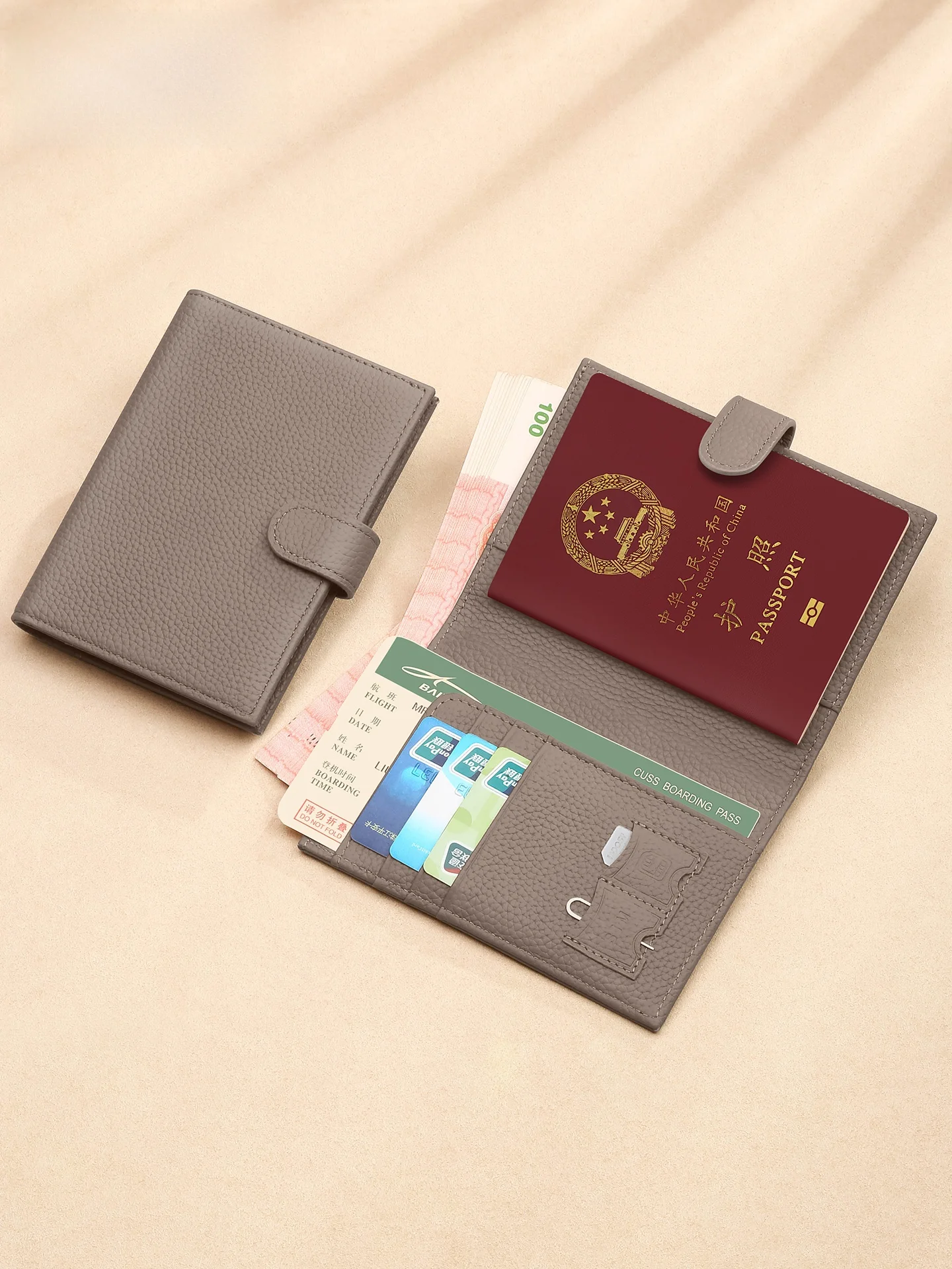 本革パスポート財布多機能ドキュメントカード収納バッグメンズ盗難防止チケットクリップドキュメントバッグパスポートホルダー
