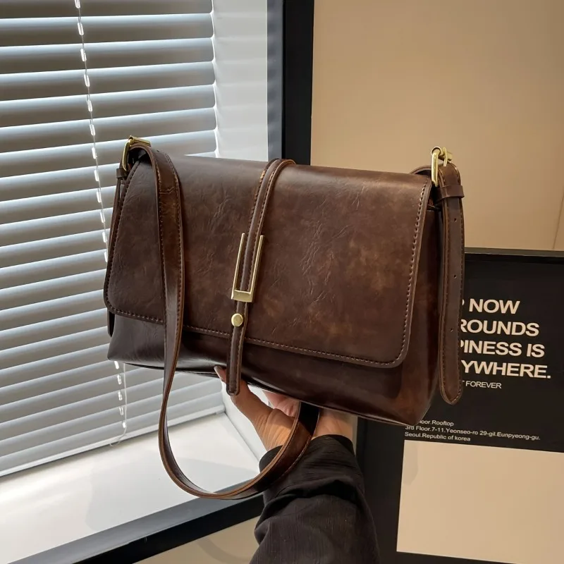 

Minimally Retro Leather Crossbody Bag, Korean Style Fashion Versatile Single Shoulder Armpit Bag, Women's Commuting Party Bags