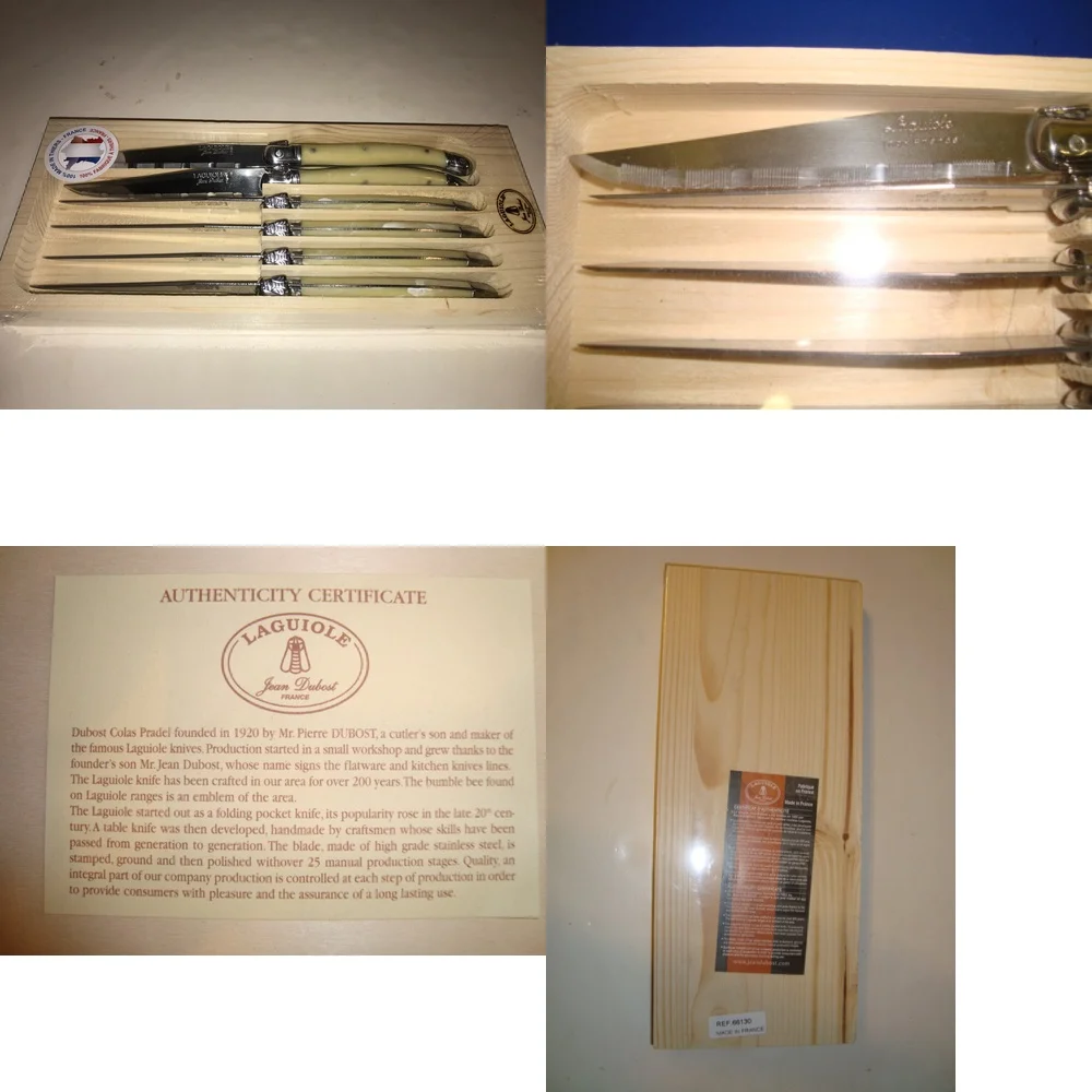 

Наборы ножей Набор из 6 французских ножей для стейка Laguiole кремового цвета, идеально подходящих для элегантной столовой, новинка