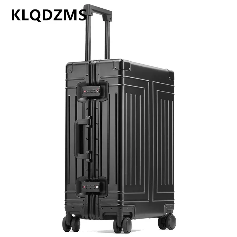 KLQDZMS Luggage on Wheels Full Aluminum Magnesium Alloy Trolley Case Men Boarding Box Women\'s 20\