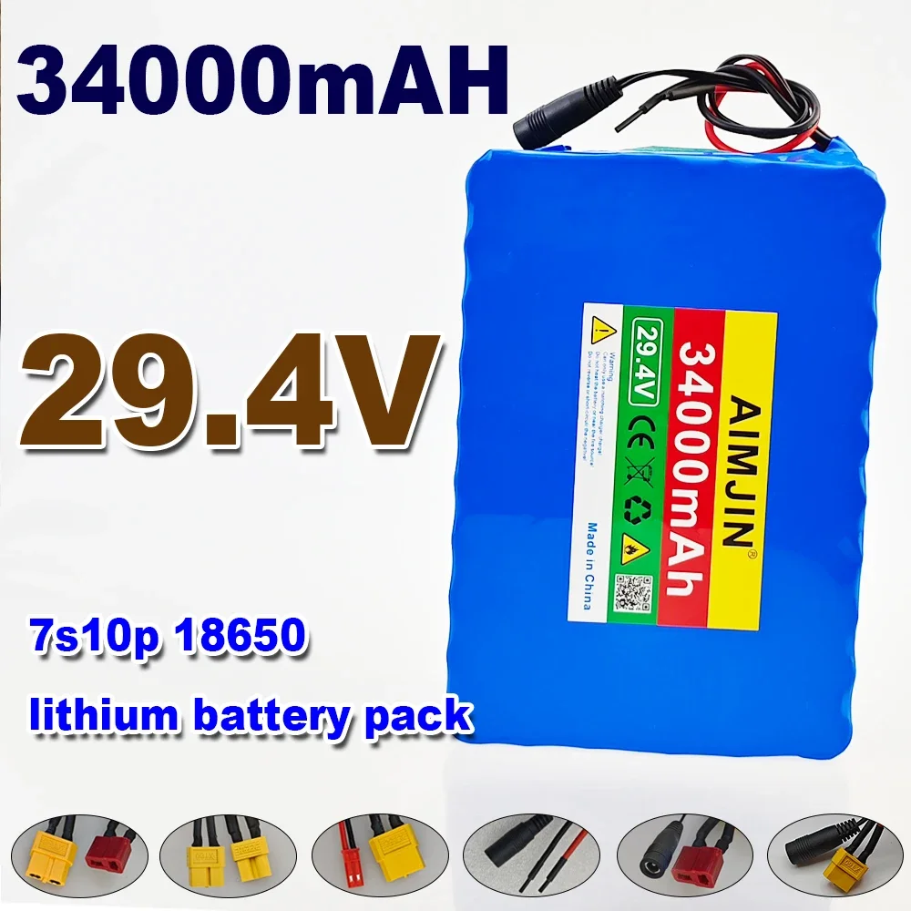7S10P lithium battery pack is used to replace the lithium-ion battery for bicycles large-capacity  18650 29.4V 34000mAh