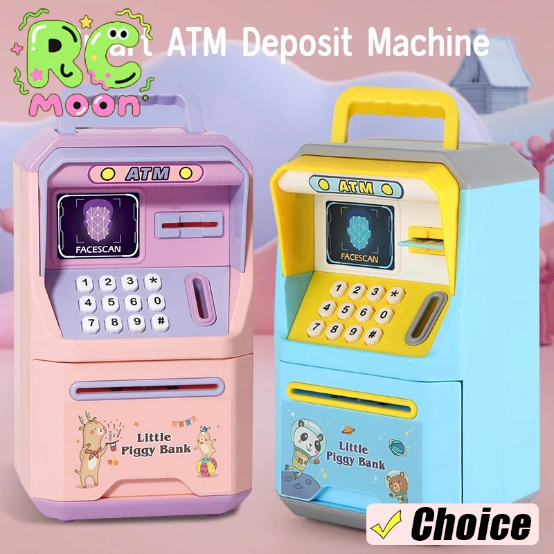 Banco de ahorro eléctrico, máquina ATM inteligente de gran escenario con canción de voz, bancos de ahorro simulados seguros automáticos para niños, regalos de cumpleaños