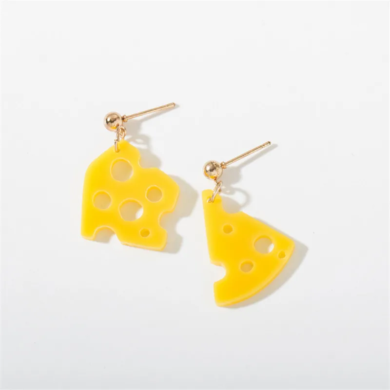 Fashion Acrylic Earrings Big Leaves Dangle Earrings Cheese White Lotus Root Asymmetric Earrings Creative Cartoon Girls Jewelry