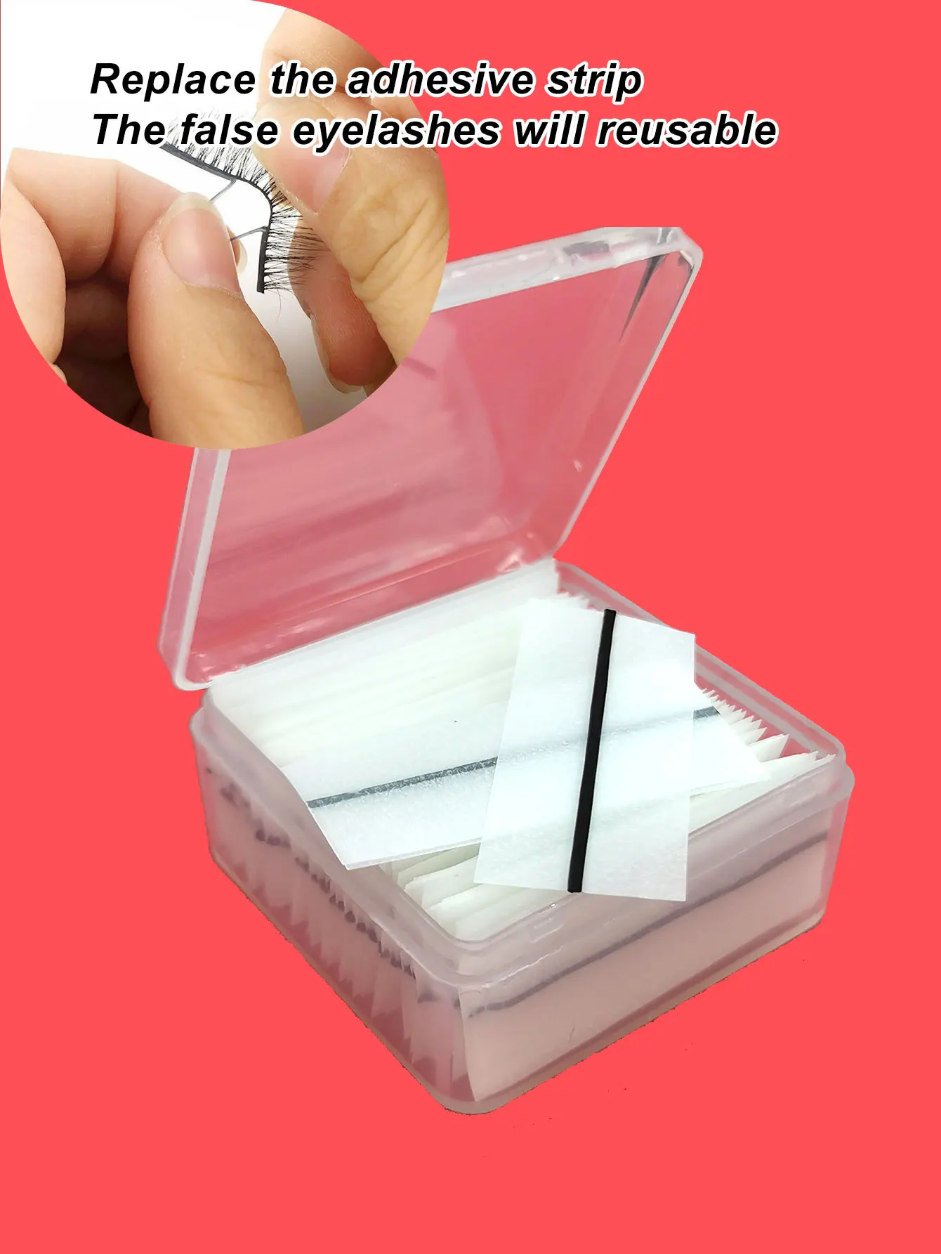 100 قطعة شرائط الغراء الأسود أدوات ماكياج ذاتية اللصق مقاوم للماء قابلة لإعادة الاستخدام خالية من الغراء رمش الغراء مع الملقط الرموش الصناعية