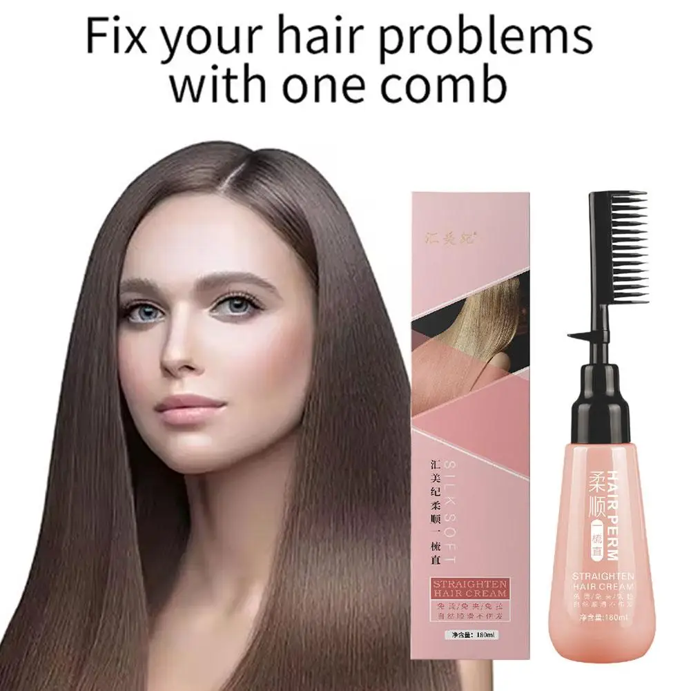 180ml Hair Straightening Cream With Comb Smooth Nourishingrepair Damaged Hair Keratin Conditioner For Frizzy And Dry Hair C5e7