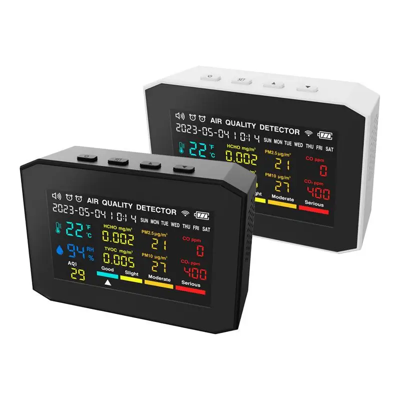 

CO2 Detector Alarm Clock Air Tester Air Quality Monitor 10 In 1 CO2 Monitor Carbon Monoxide Detector Portable Precise For