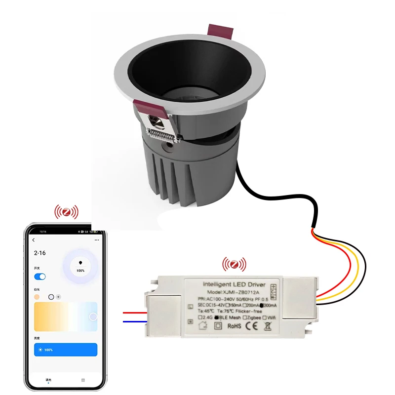 

2022 wireless Downlight and Spotlights zigbee smart home dimmer driver with tuya smart life APP