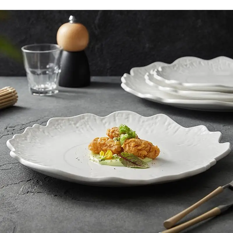 Stone Pattern Irregular Ceramic Dinner Plate Restaurant Salad Dessert Snack Pasta Plates Specialty Tableware