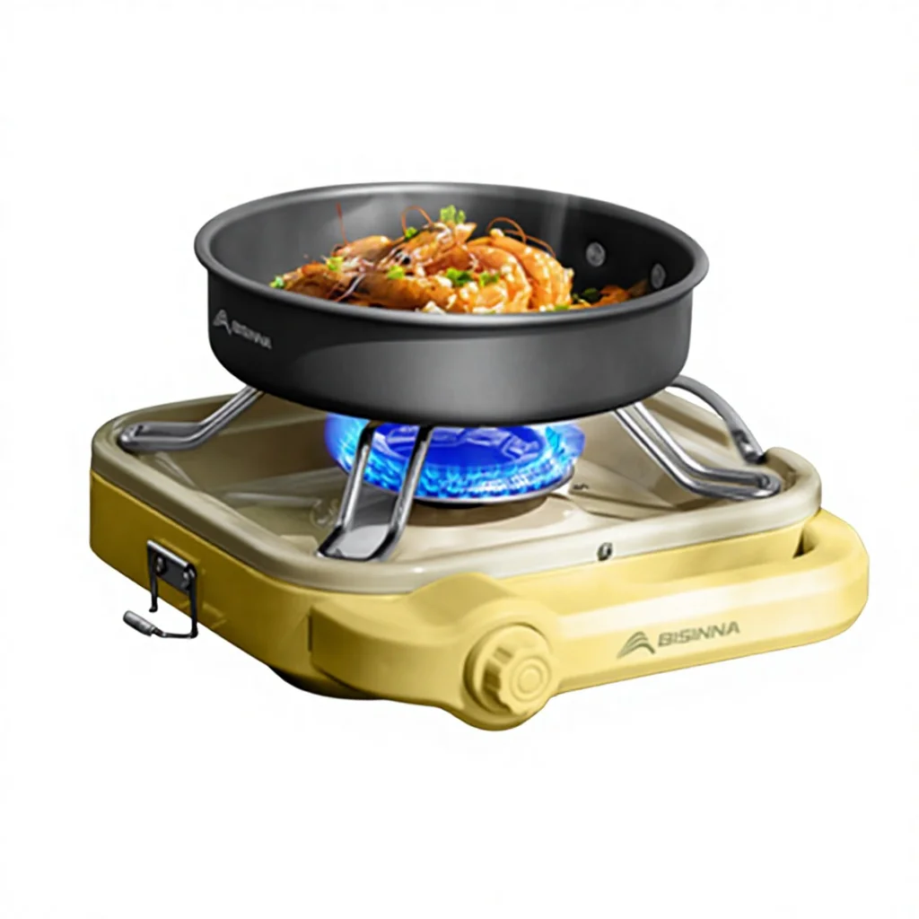 New One-piece Cassette Stove Portable Outdoor Butane Gas Stove with Ignition Device Camping Tea Cooking Burner for 3-5 people