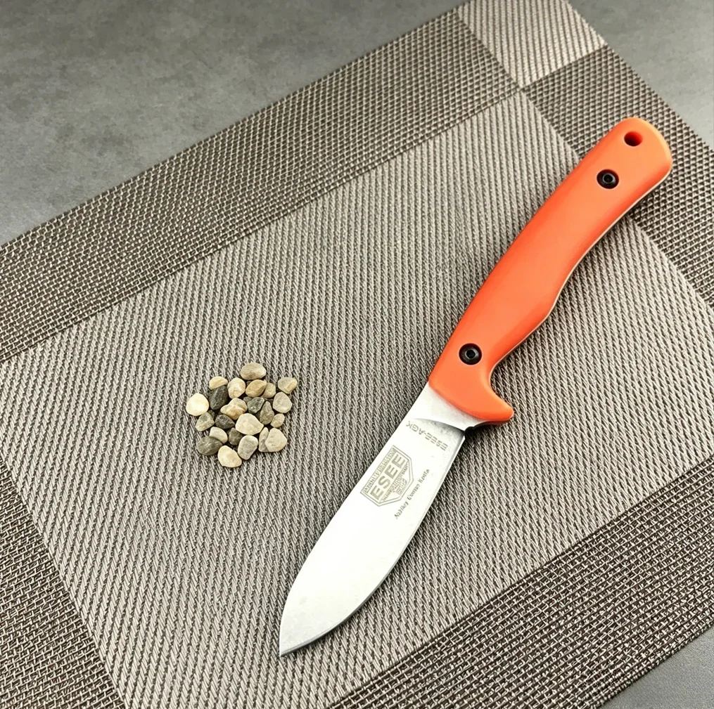 agk-edc-アウトドアキャンプ用固定刃ナイフ。フルタング構造、ストーンウォッシュ加工の刃、g10製ハンドル、保護用シース付き。