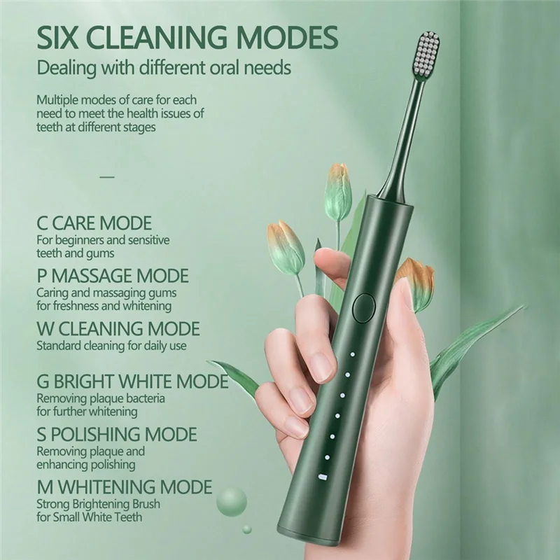 A21F-Electric Toothbrush For Adults Kids Electric Toothbrush 6 Modes Electric Toothbrush Rechargeable Battery Toothbrush