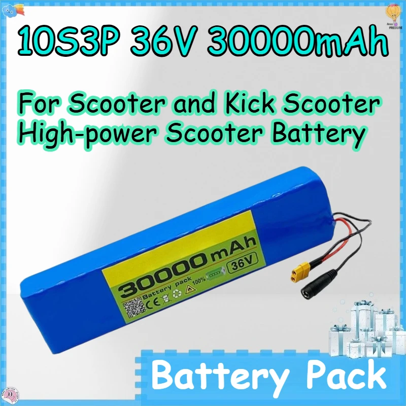 

10S3P 36V 30000mAh Lithium-Ion Rechargeable Battery for Scooter and Kick Scooter High-power Scooter Battery