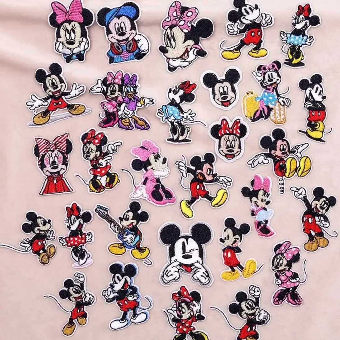 29Pcs Cartoon Mickey Mouse Minnie Patches Iron on Patch for on DIY Sew Decor Clothes Hat T shirt  Embroidered Applique Fabric