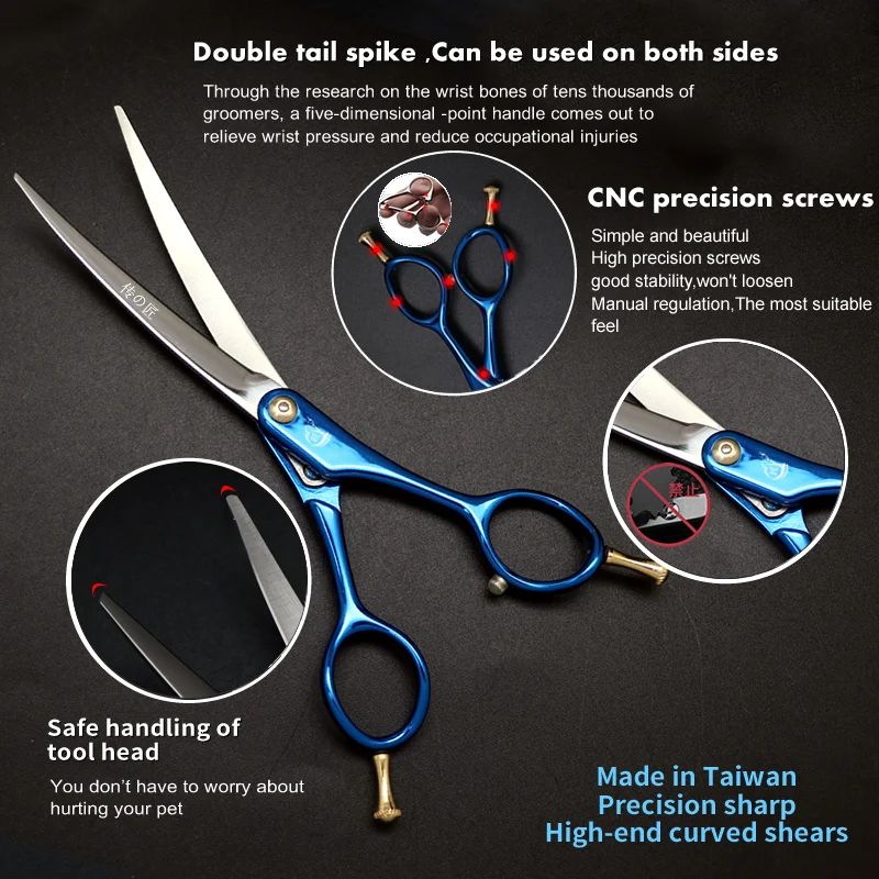 Crane Professional 6.5 Inch Pet Curved Scissors Made In Taiwan High-end Pet Groomer Scissor For Dog Grooming Supplie VG10 Steel