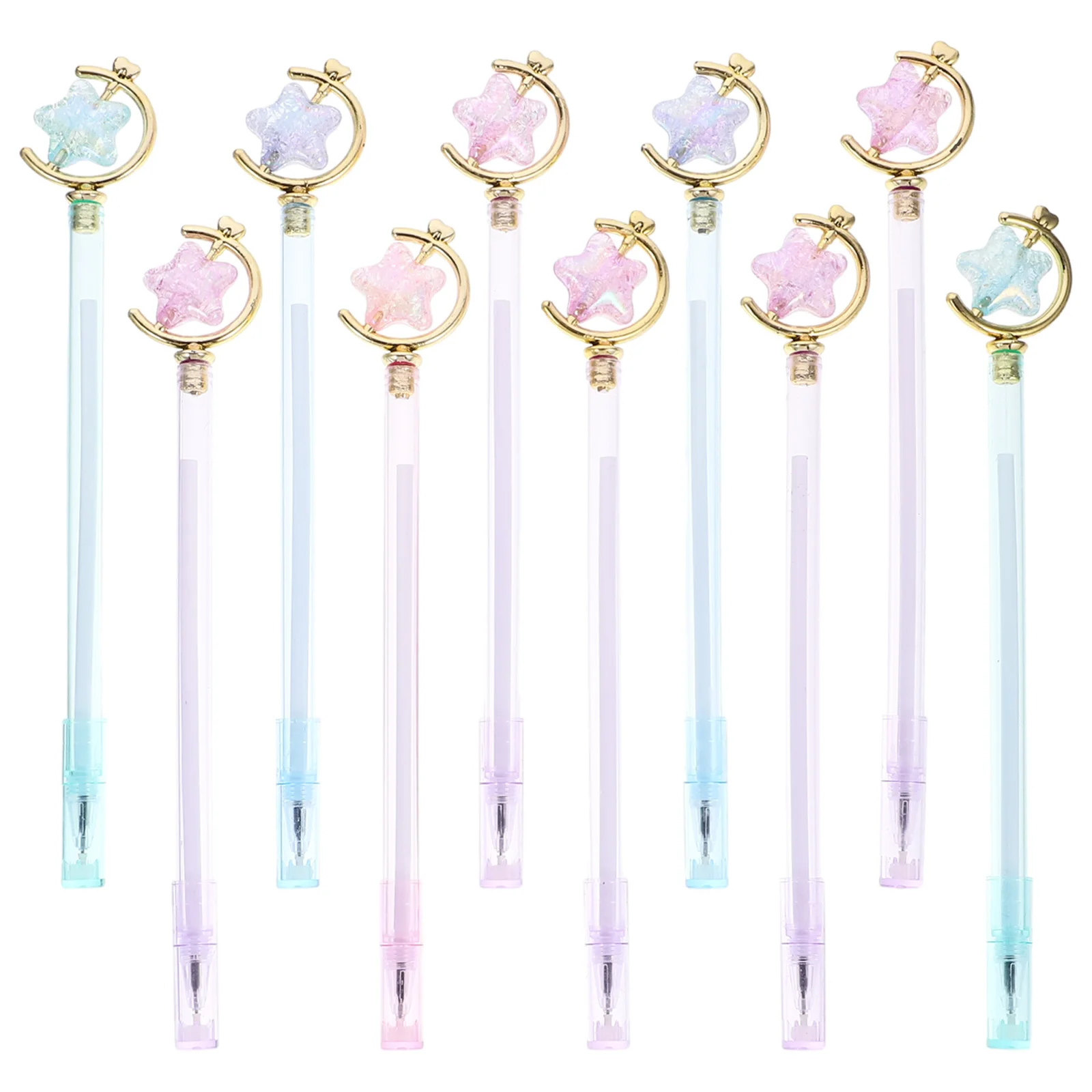 10Pcs Lovely Star Pattern Pens Fine Tip Writing Gel Pen for Office Study Notetaking Smooth Ink Flow Stationery