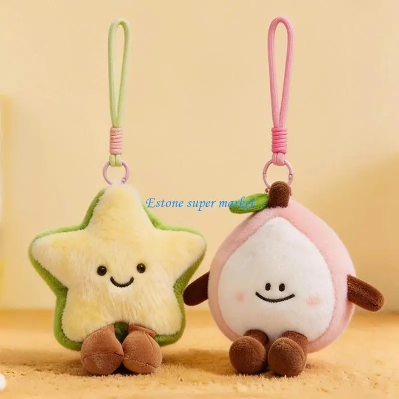 090B Adorable Fruit Plush Keychain Soft PP Cotton Filling Miniature Toy Perfect For Backpack Purse Car Decoration
