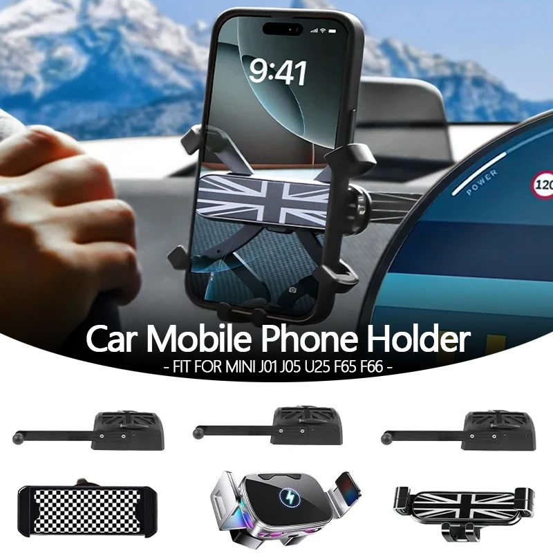 

Автомобильный держатель телефона для Mini F65 F66 F67 U25 J01 J05 2024 2025 Автомобильный GPS-экран Гравитационная беспроводная зарядка Держатель телефона Аксессуары