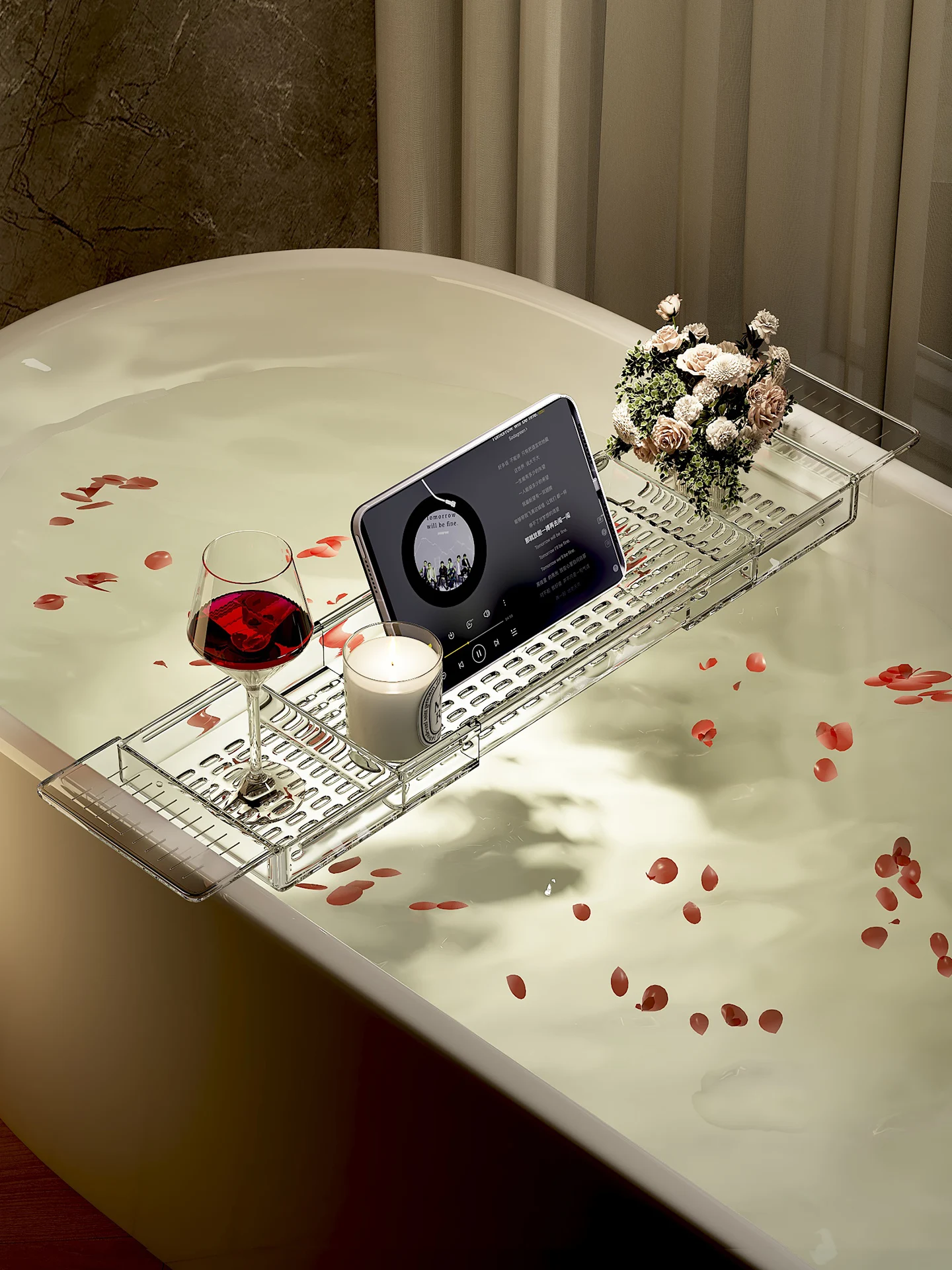 

Acrylic Expandable Bath Tub Storage Ra Simple Sle Batoom Accories Bath Buet Side Storage Board Personal Care Organ...