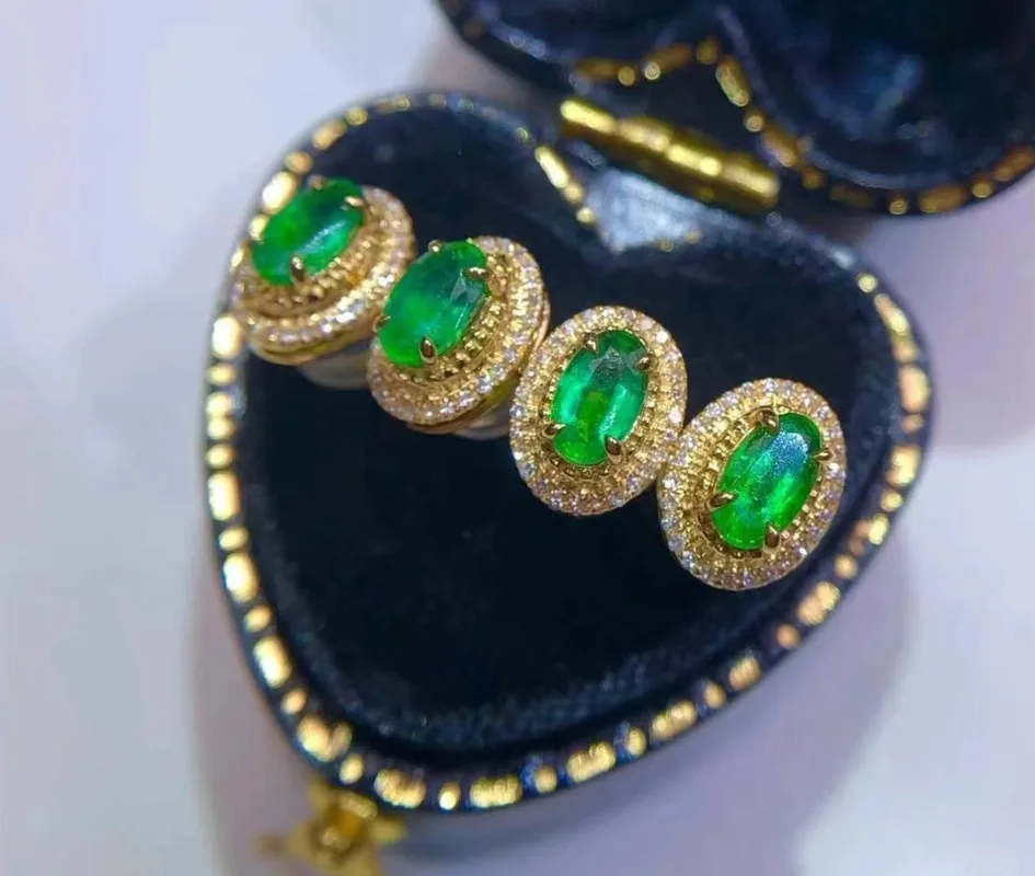 

YULEM Natural Gemstone Emerald Classic Romantic Style Fine Jewelry Women S925 Quality 3x5mm Silver Emerald Earring