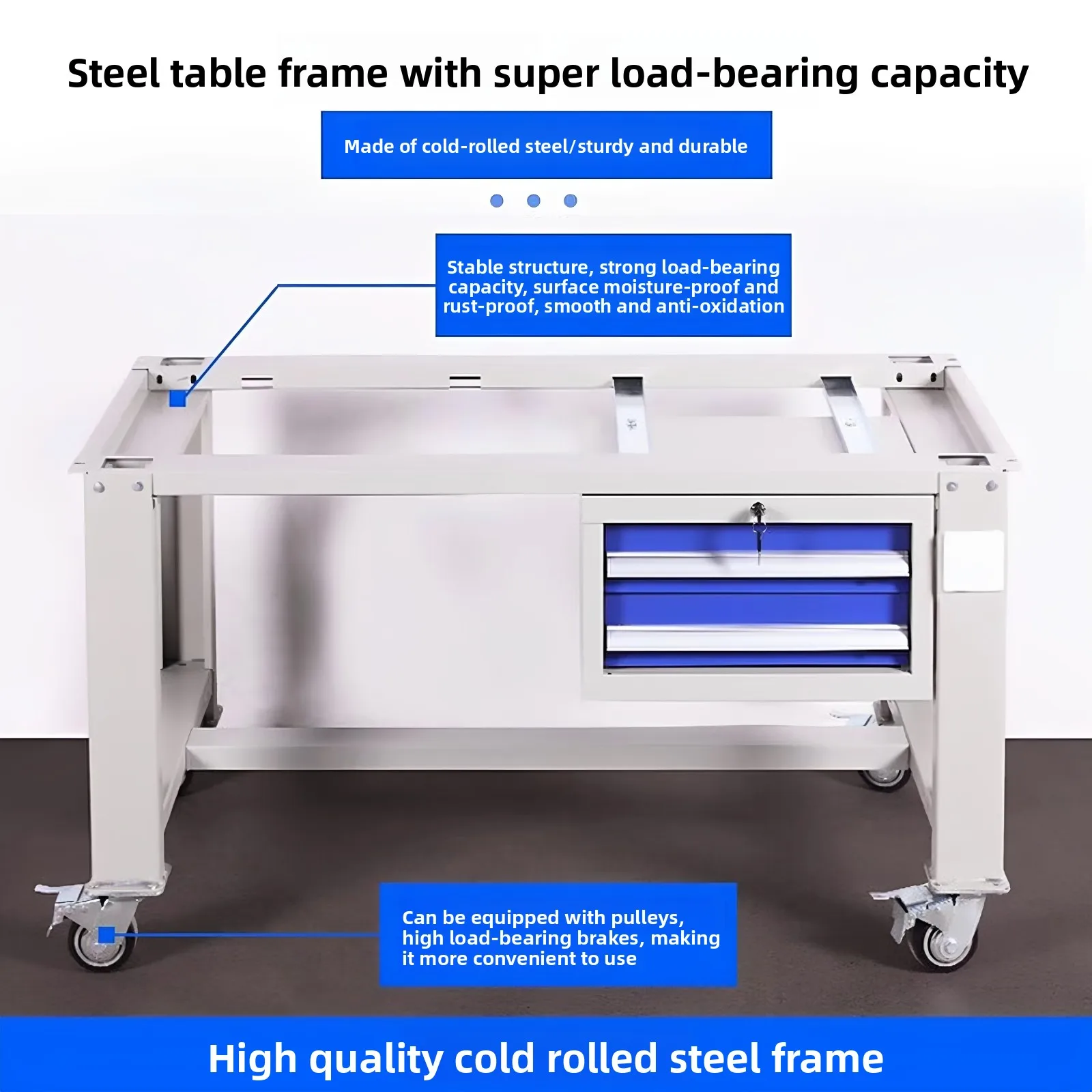 D19 - mobile heavy-duty workbench vise table with wheels for factory workshop repair, operation, mold assembly