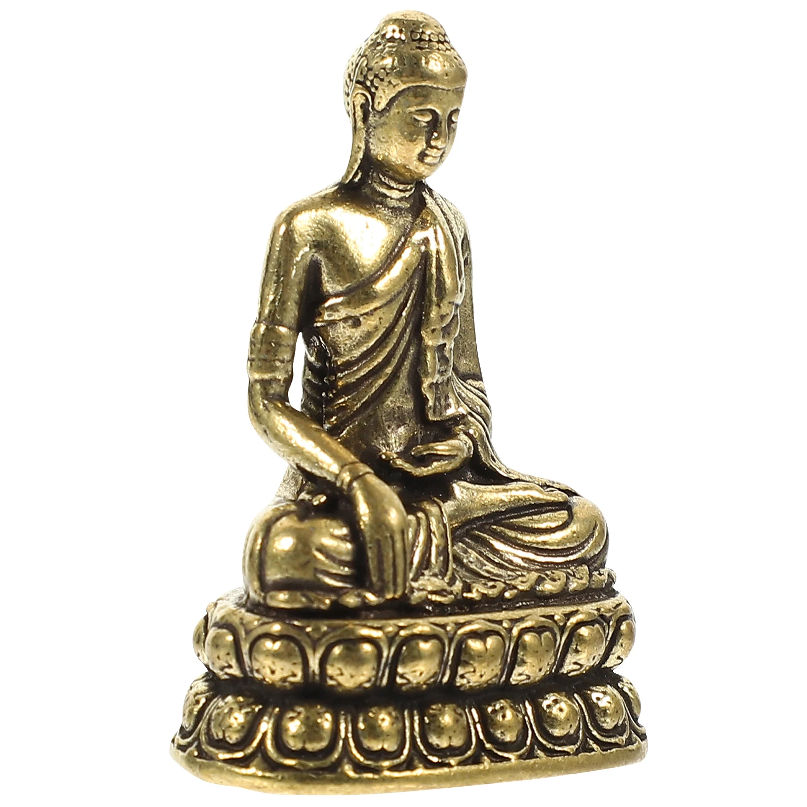 

Vintage Brass Sakyamuni Statue Desktop Decor Buddha Home Office Decoration Gift Ornament Exquisite Craft Mini Statue For Living