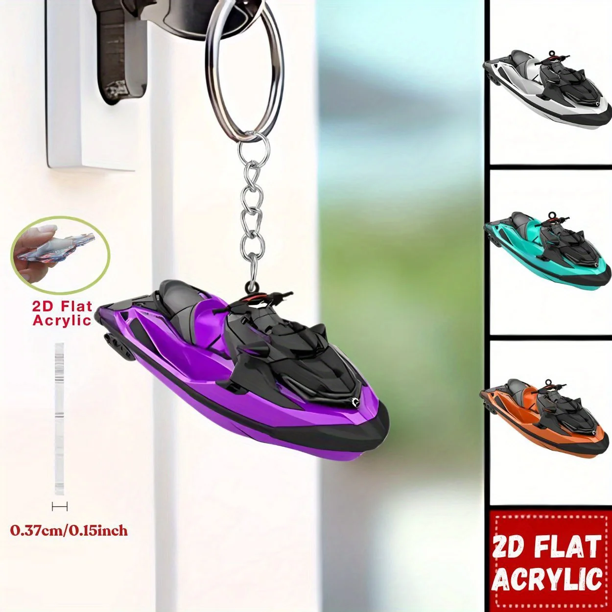 2D Motorboat Yacht Keychain 1/4pcs Acrylic Hanging Ornament Car Pendant Backpack Wallets Accessories Charm Halloween Gift