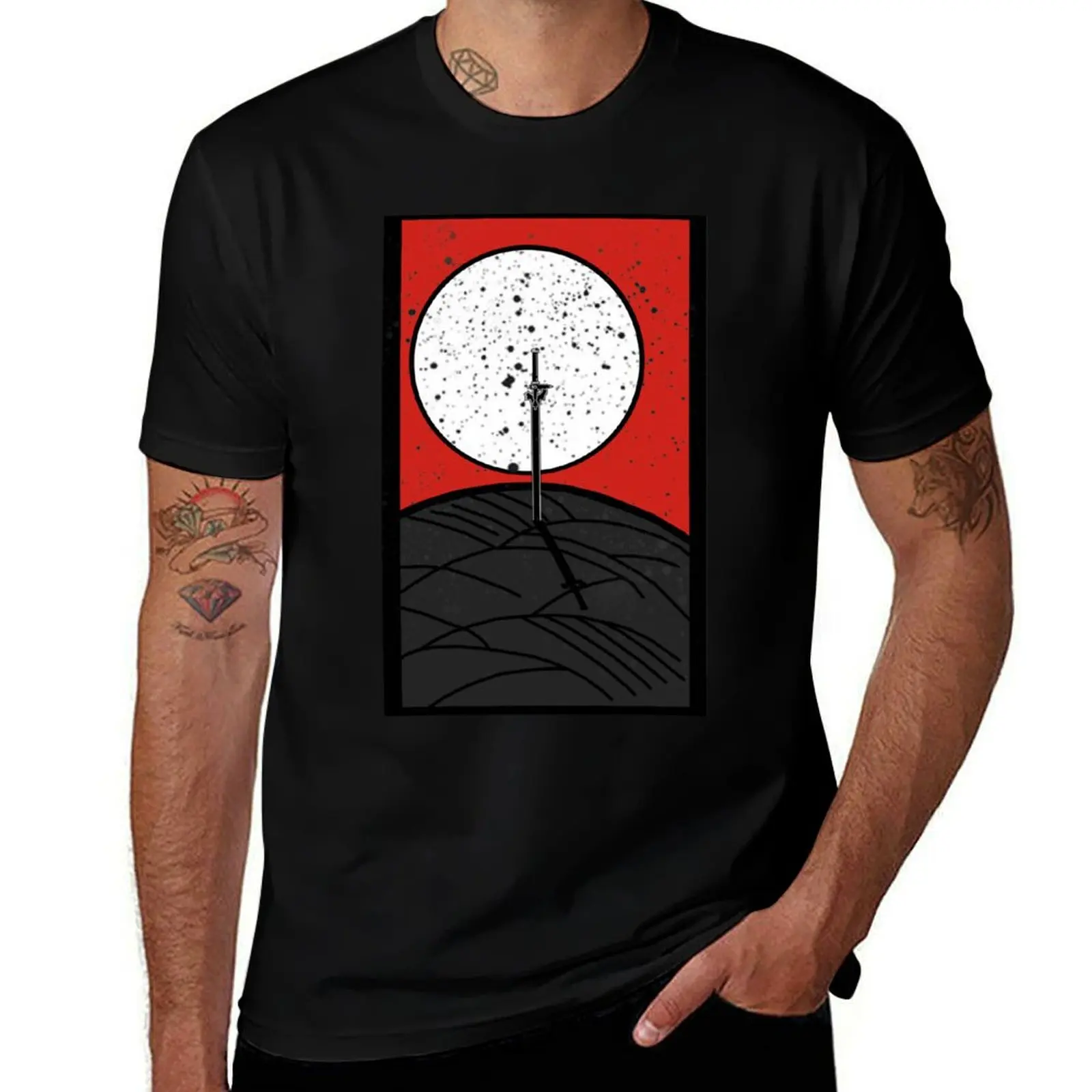Elucidator Hanafuda Card T-Shirt Vintage Style Printed Top T-Shirt