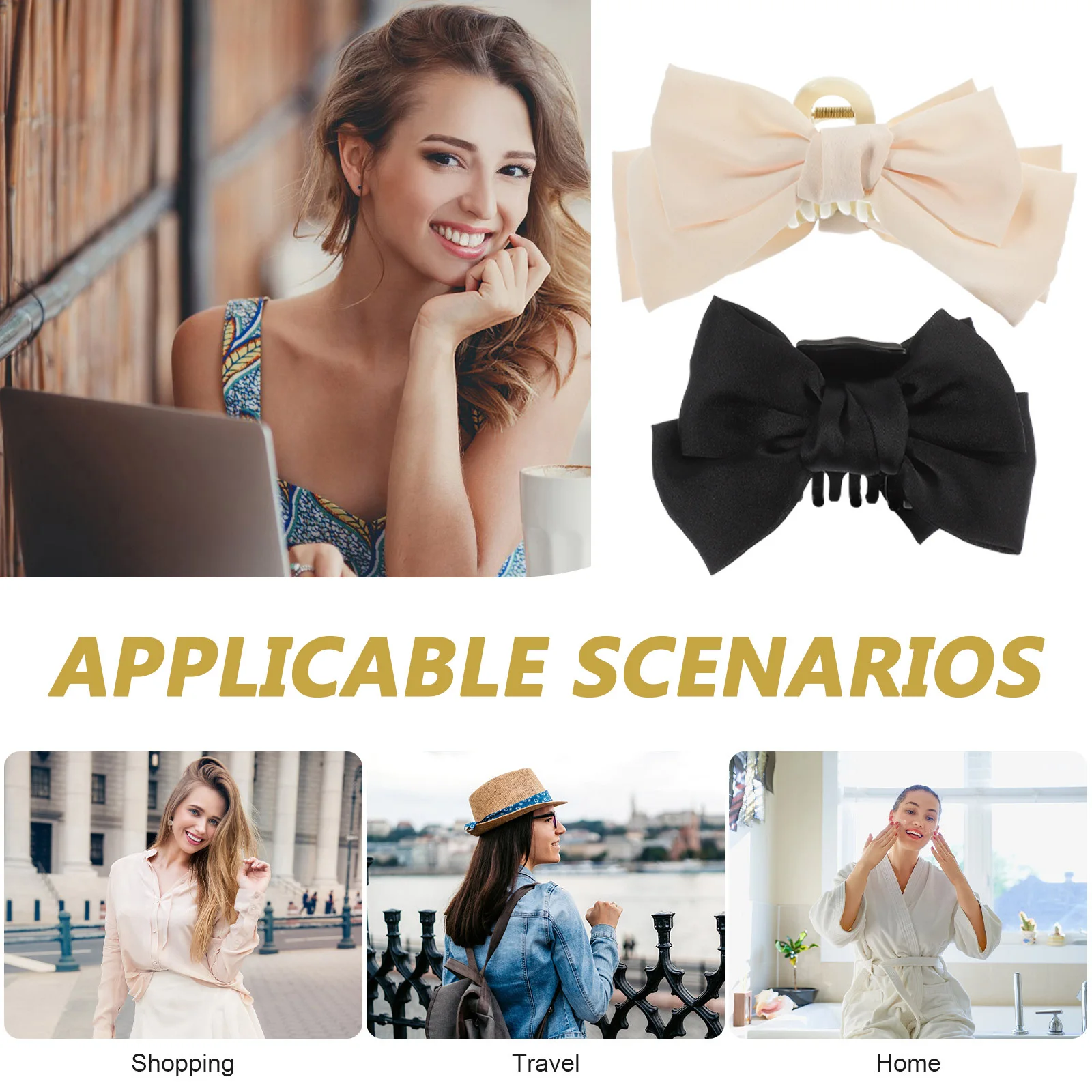 

2 pcs Large Bow Claw Clips Cute Claw Clip For Women Decorative Jaw Clip Big Bow Hair Accessories Lightweight Strong Sturdy