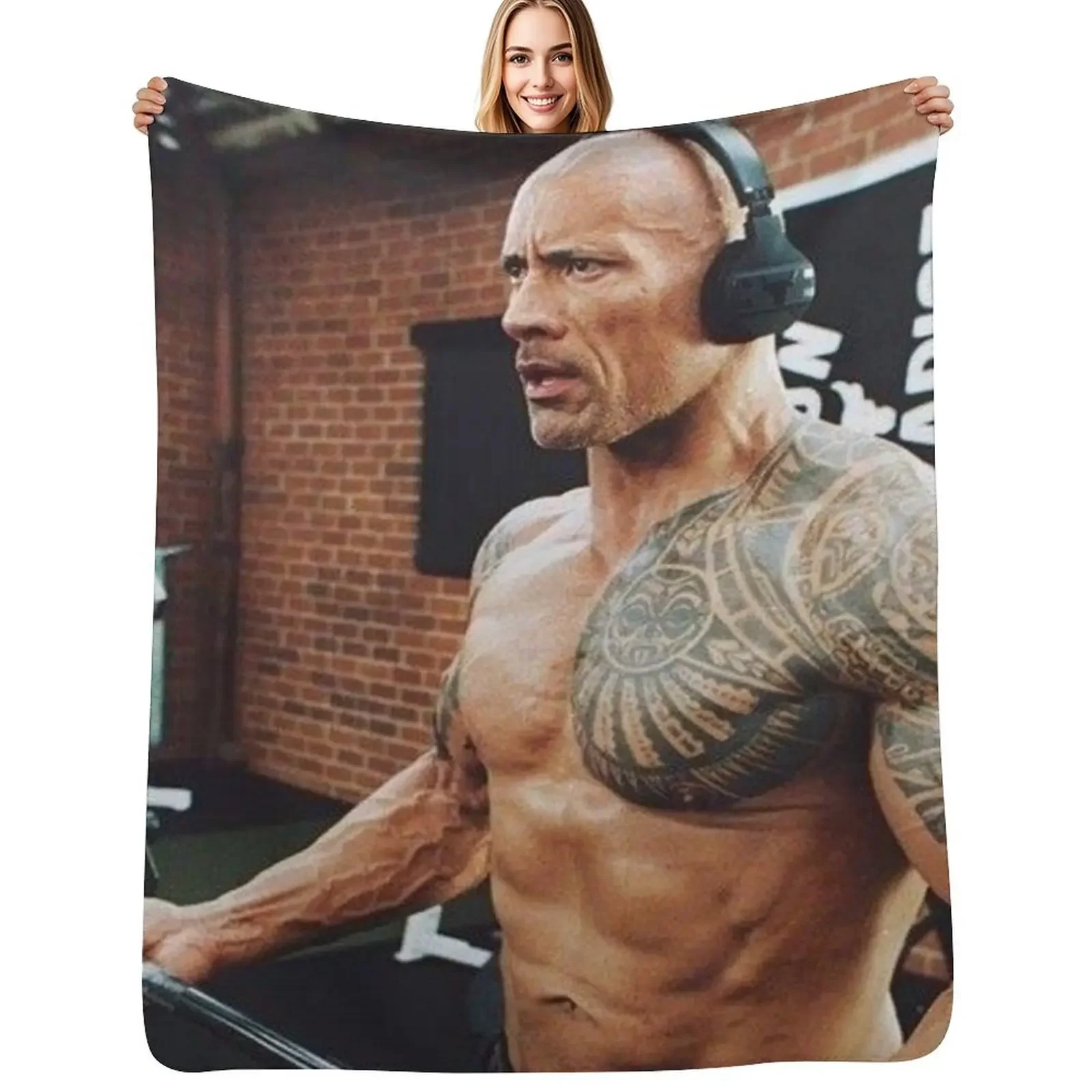 

dwayne the rock johnson gym Throw Blanket Soft Plaid Retros Fashion Sofas Cute Blanket