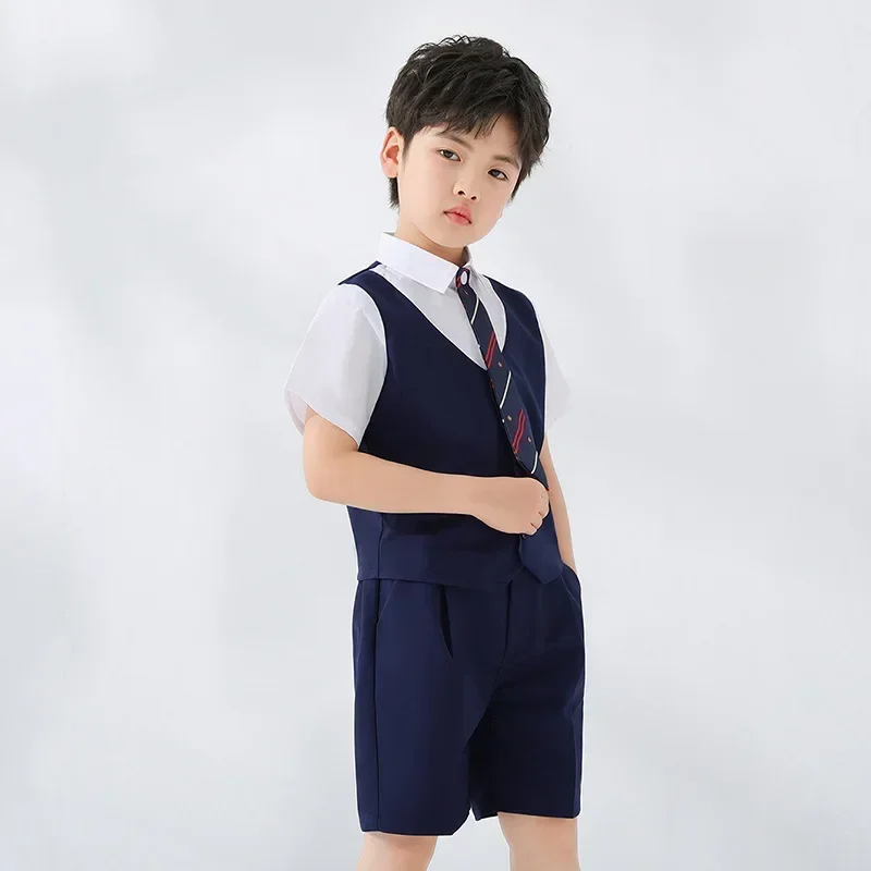 

Child Spring/Summer Korean Fake Two Piece Clothes Set Boys' Performance Photography Wedding Dress Kids Formal Suit