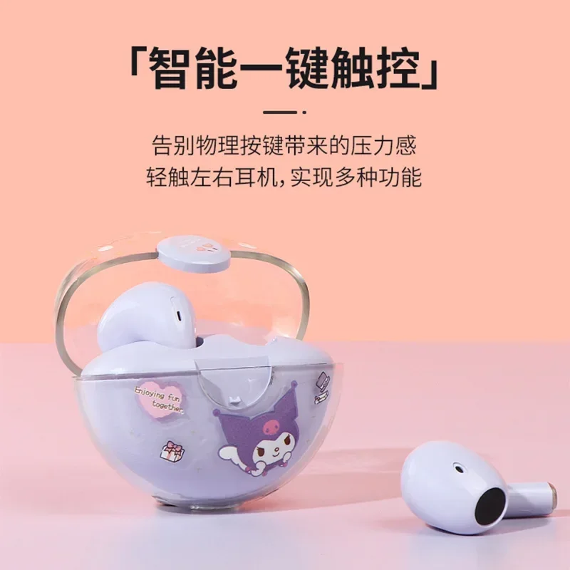 Imagem -03 - Miniso Sanrio Cinnamoroll sem Fio Bluetooth Headconjunto Kuromi Kawaii Meio Estilo de Ouvido para Usar Chamada de Música Presente de Aniversário Tws